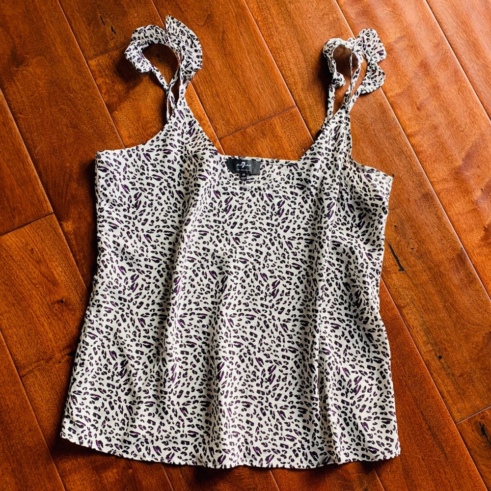 NWOT 7 For All Mankind Ruffle Strap Leopard Tank